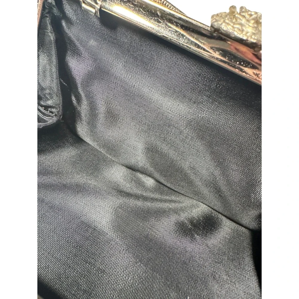 Sparkly Silver Evening Clutch Bag Rose Clasp Chain Strap Vintage retro‎